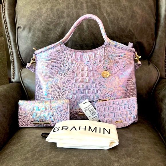 Brahmin Handbags - NWOT Brahmin Violet Wonderland set. Carried once.Smoke free home. Priced to sell